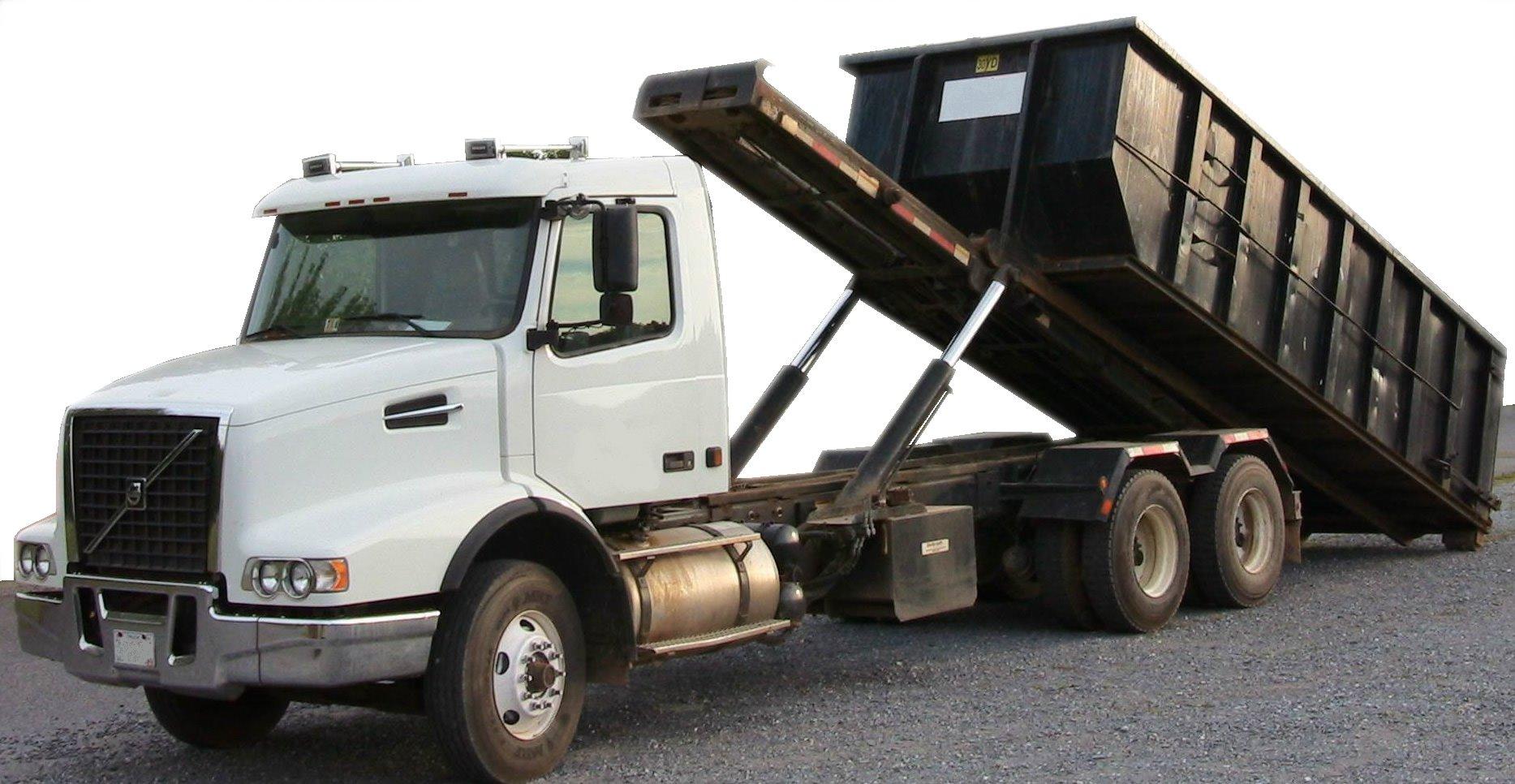 Heavy-duty roll-off dumpster truck for debris removal