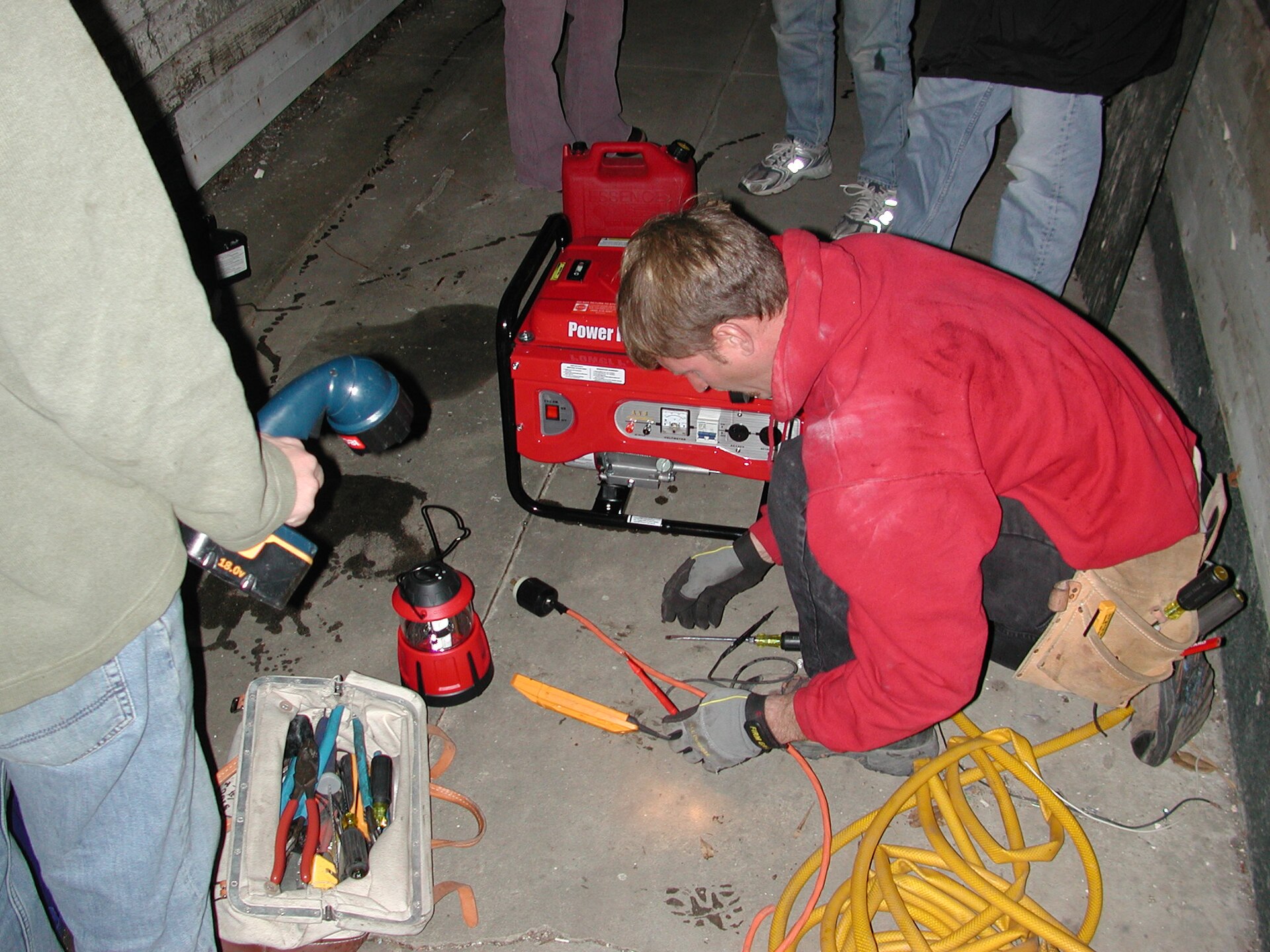 Emergency technician troubleshooting electrical and power equipment