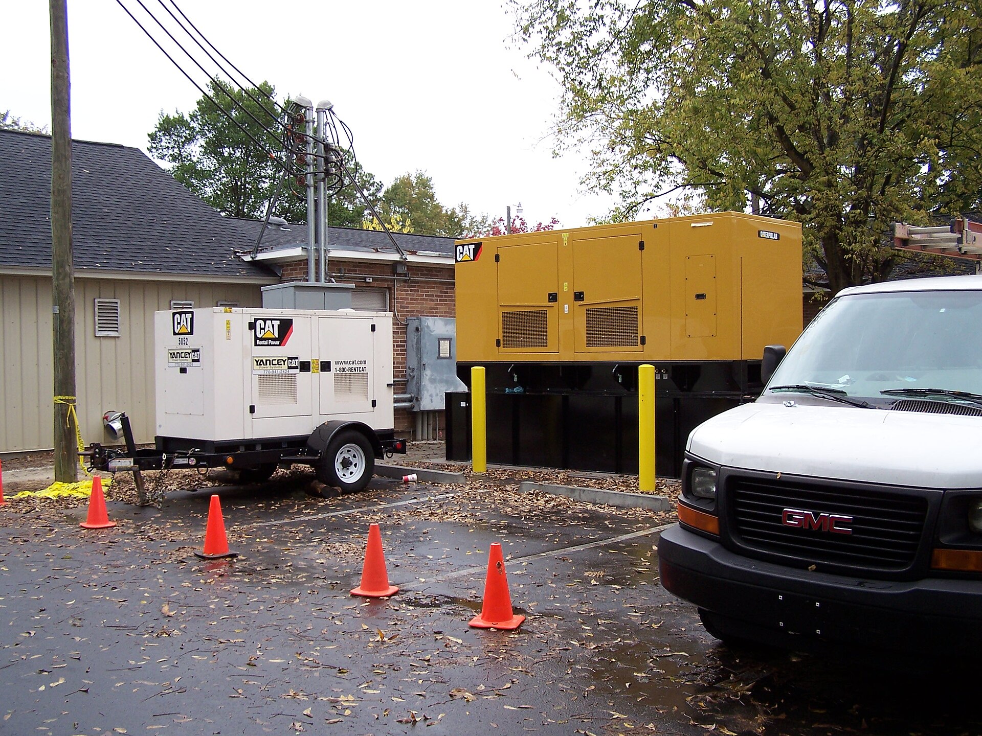 Caterpillar diesel rental power generators deployed on site